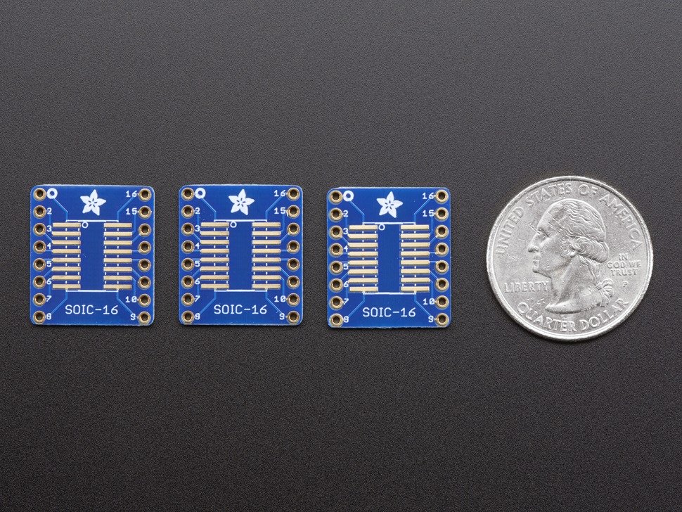 Adafruit SMT Breakout PCB for SOIC-16 or TSSOP-16 - 3 Pack!