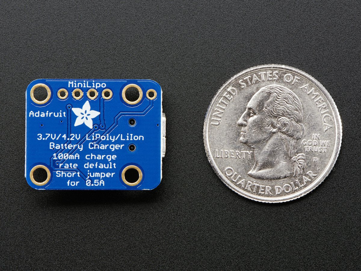 Adafruit Mini Lipo w/Mini-B USB Jack - USB LiIon/LiPoly charger - v1