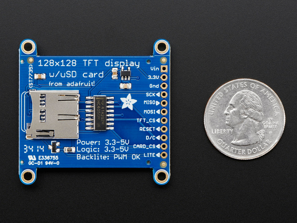 Adafruit 1.44" Color TFT LCD Display with MicroSD Card breakout - ST7735R