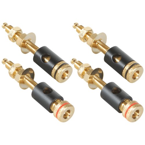 Parts Express Binding Post Banana Jack with 1" Thread 2 Pair Black Gold