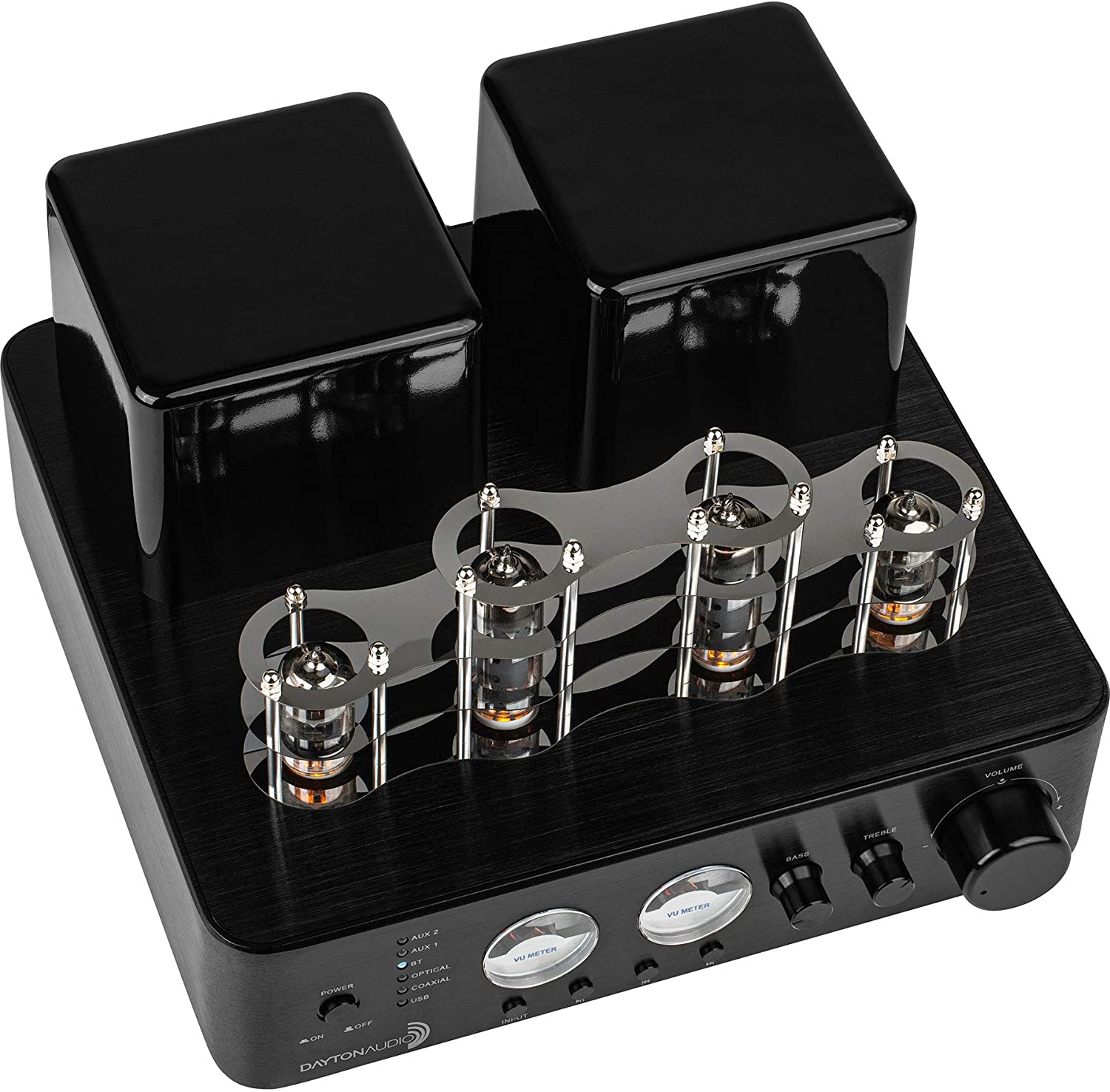 Dayton Audio HTA100BT Hybrid Stereo Tube Amplifier with Bluetooth USB Aux Phono in Sub Out 100W