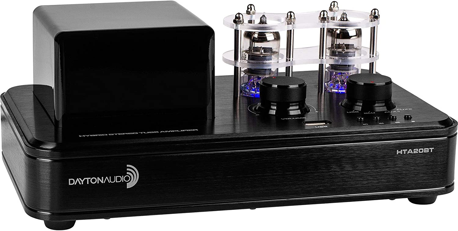 [Open Box] Dayton Audio HTA20BT Hybrid Stereo Tube Amplifier with Bluetooth 4.2 USB Aux in Headphone Sub Out