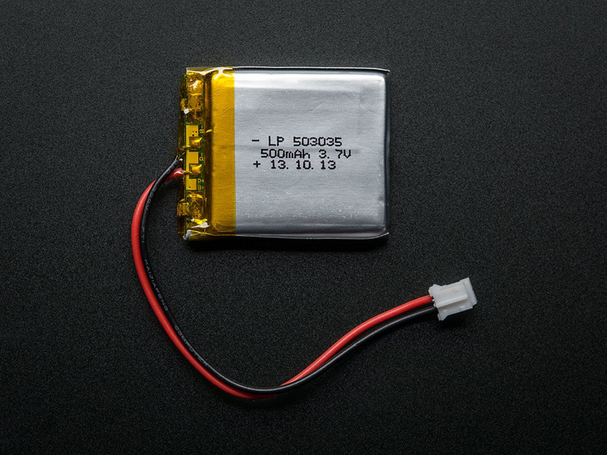 Adafruit Lithium Ion Polymer Battery - 3.7v 500mAh